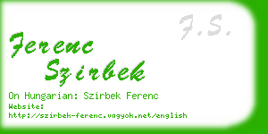 ferenc szirbek business card